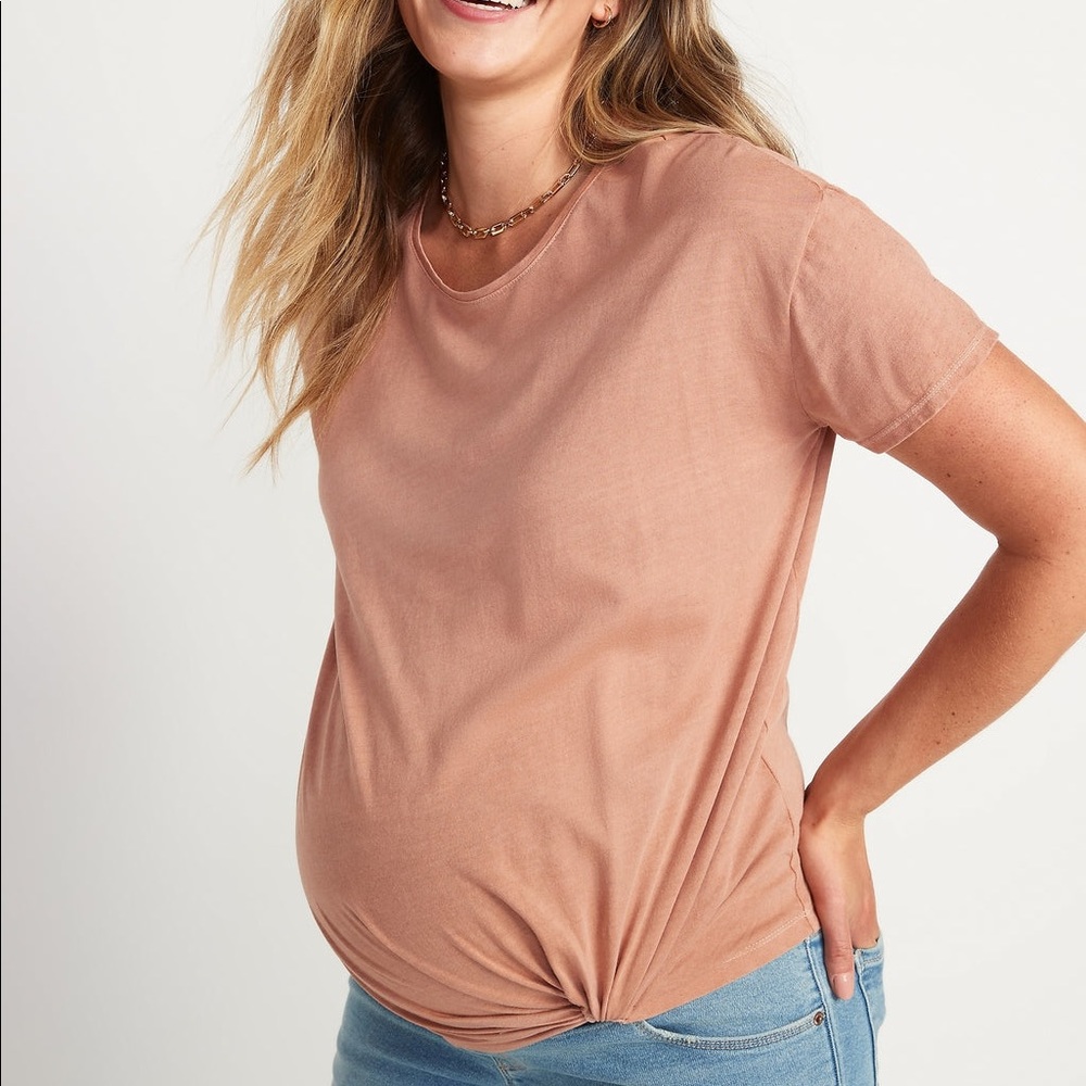 Old Navy Maternity Twist-Hem Crew-Neck Easy Tee, Color:Warm Hickory, Size:Medium